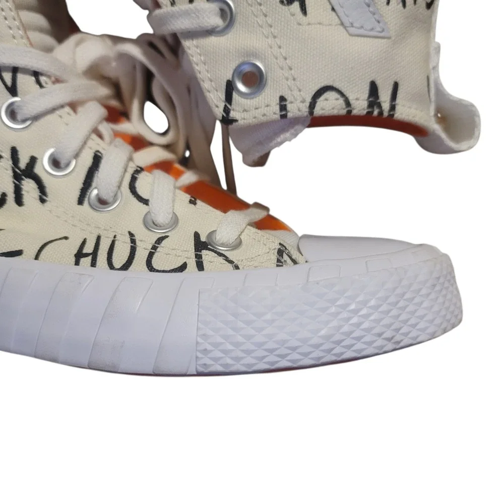 Converse UNT1TL3D Hi Not a Chuck Youth Boys 4 High‎ Top Sneakers Cream Orange